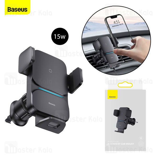 هولدر و شارژر وایرلس Baseus Wisdom Auto Alignment Car Mount CGZX000001